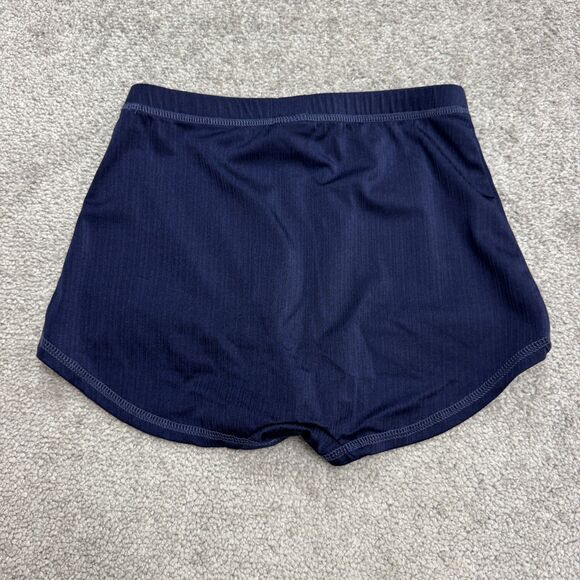 Jantzen Vintage High Waist Boyleg Swim Bottom Shorts Womens 8 Navy Blue Ribbed - Picture 2 of 9